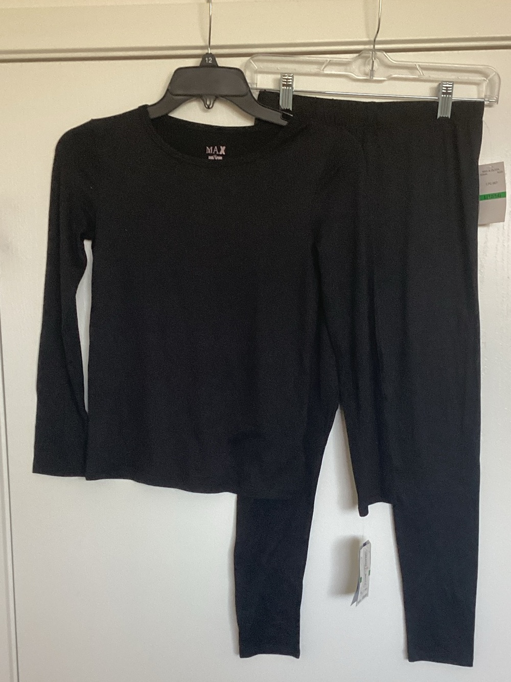 Max and Olivia Girls Black Long-Sleeve Pajama Set